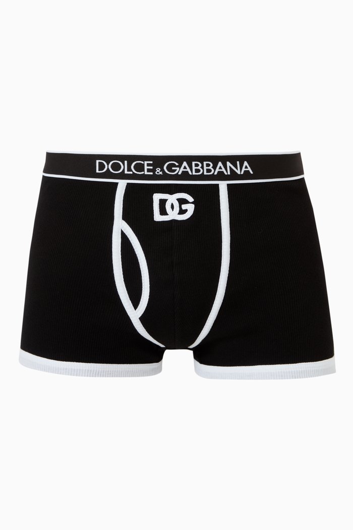 

DG Interlock Boxer Briefs in Ribbed Cotton, Black
