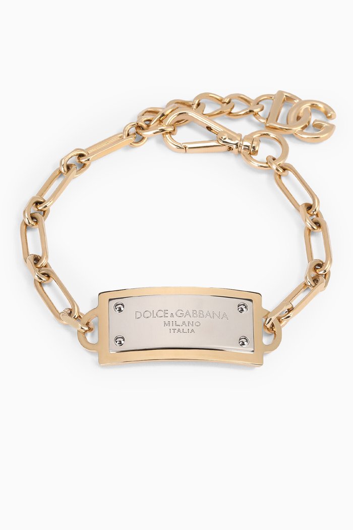 

DG Plaque Chain Bracelet in Brass, Gold