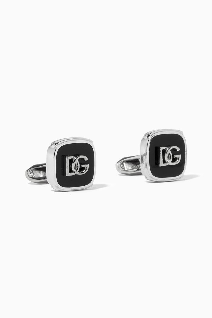 

DG Interlock Square Enamel Cufflinks in Brass, Silver