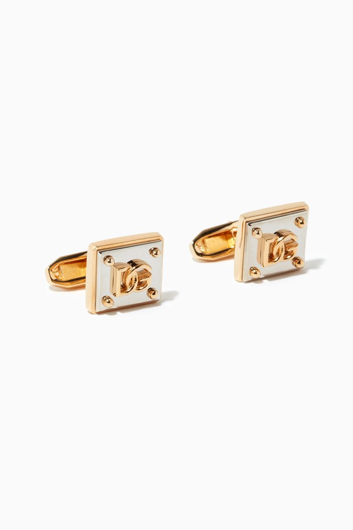 

DG Interlock Plaque Cufflinks in Brass, Gold