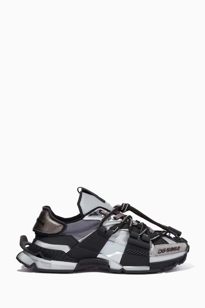 

Space Sneakers in Mixed Materials, Grey