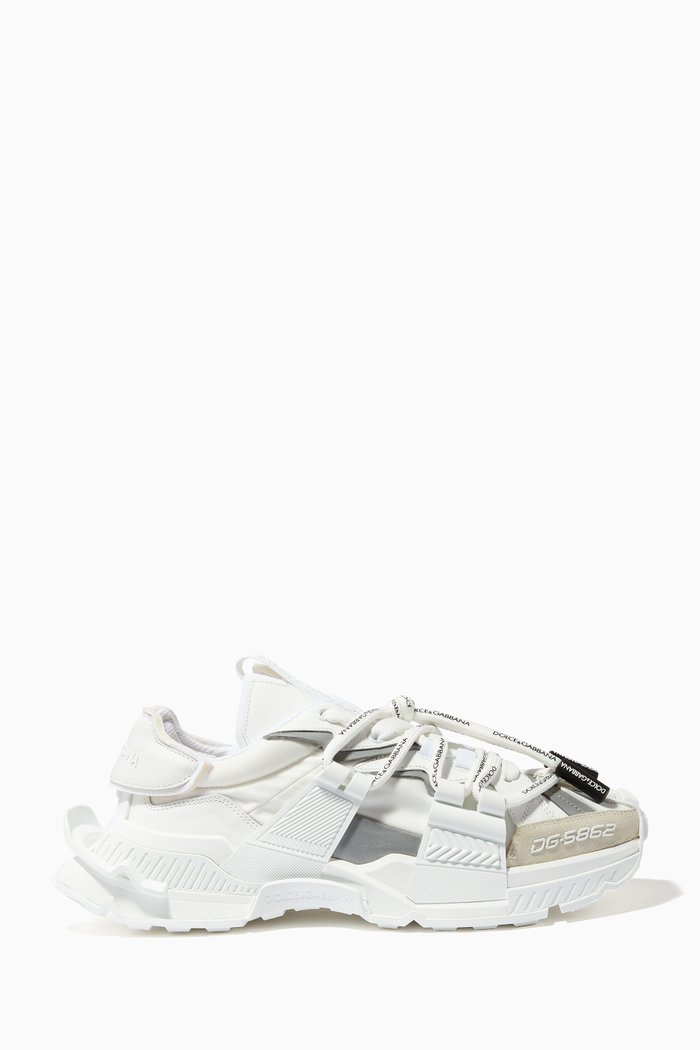 

Space Sneakers in Mixed Materials, White