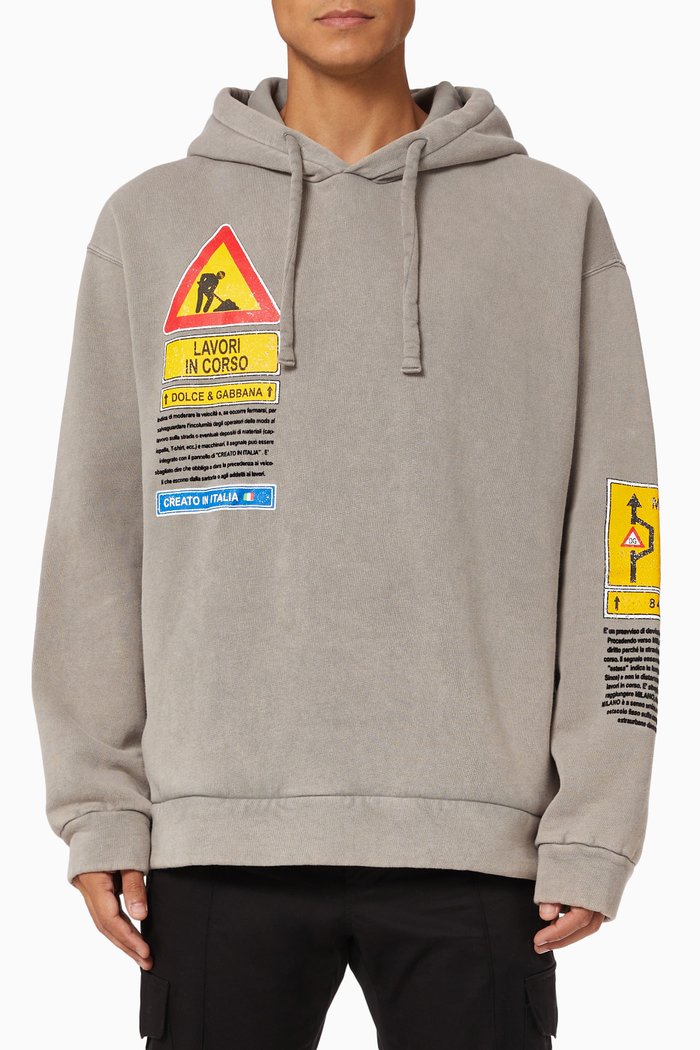 Road Sign Hoodie in Cotton Jersey, Neutral