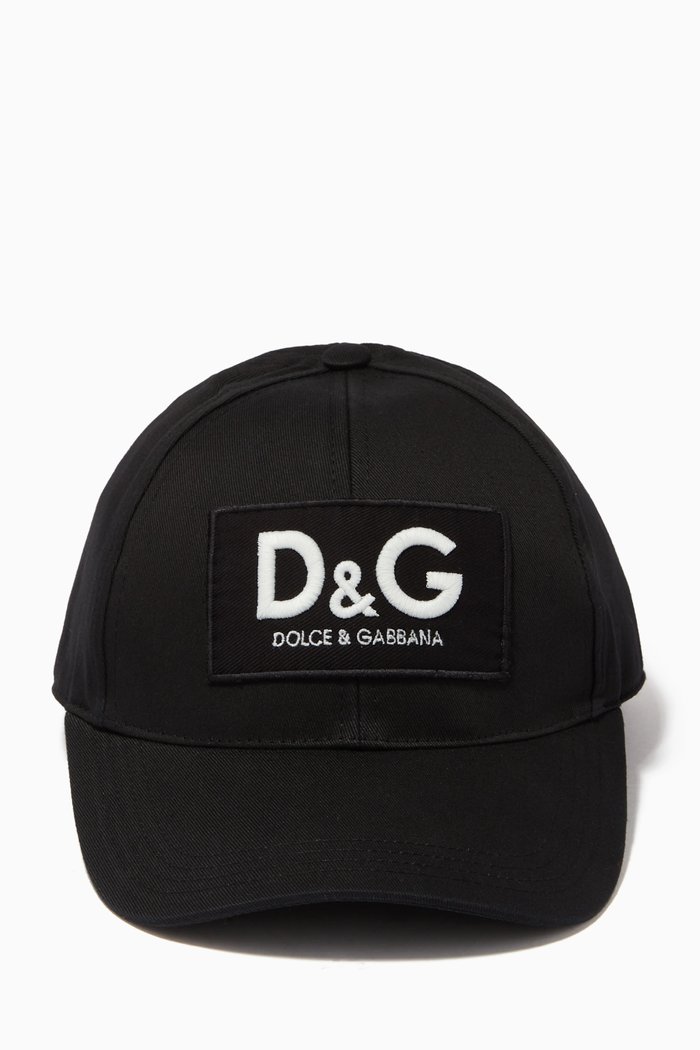 

Baseball Cap with D&G Patch in Cotton Twill, Black