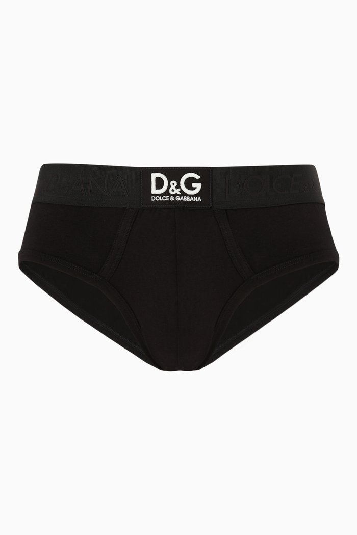 

D&G Patch Brando Briefs in Two-way Stretch Cotton, Black