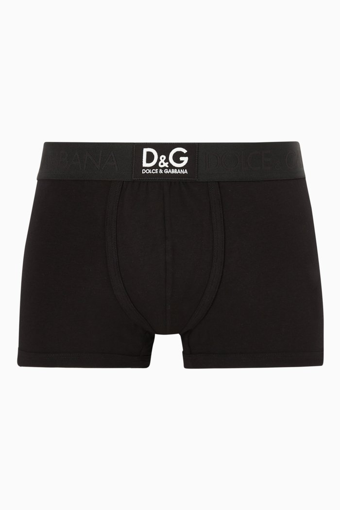 

Boxers with D&G Patch in Two-way Stretch Cotton, Black