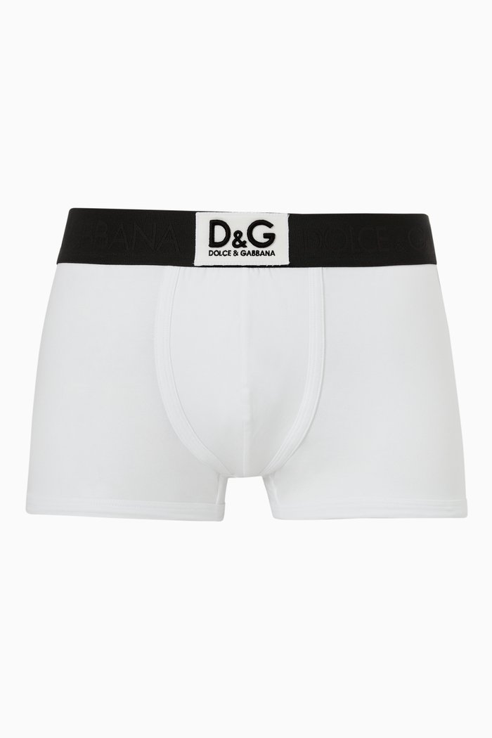 

Boxers with D&G Patch in Two-way Stretch Cotton, White