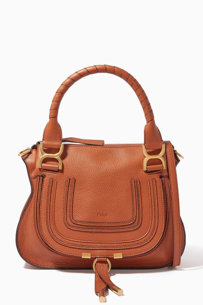 

Marcie Shoulder Bag in Grained Calfskin, Brown