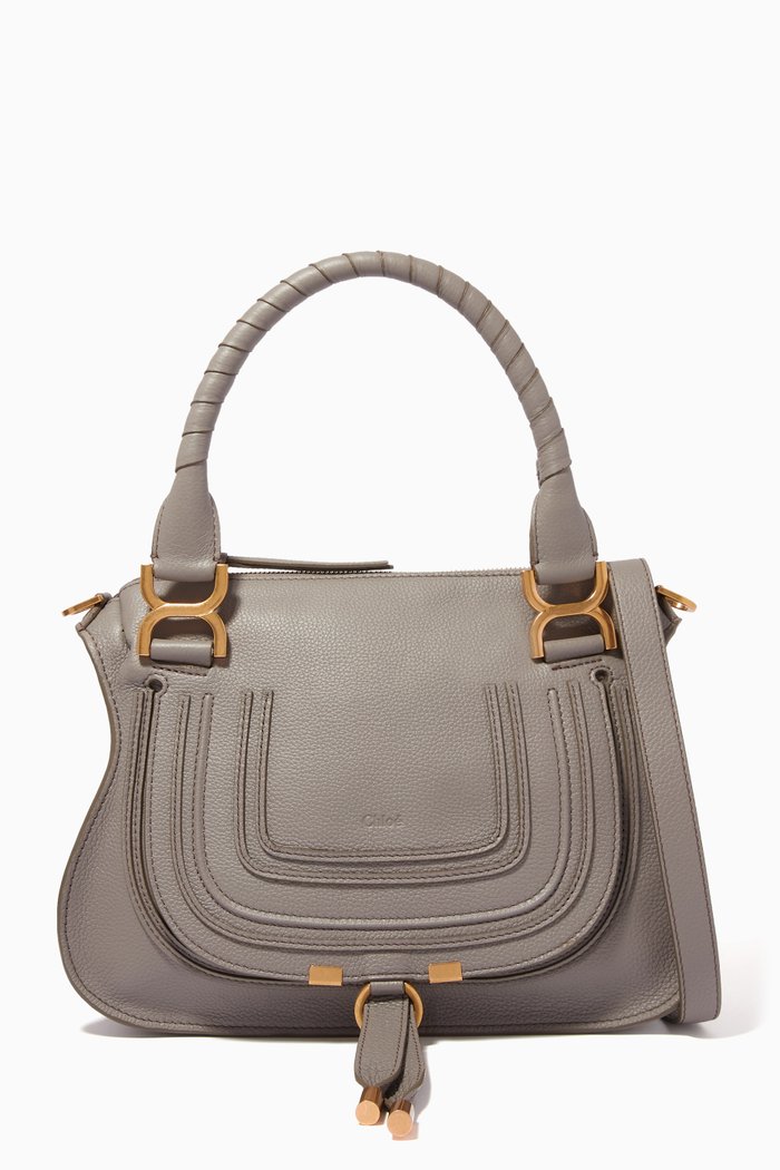

Marcie Shoulder Bag in Grained Calfskin, Grey