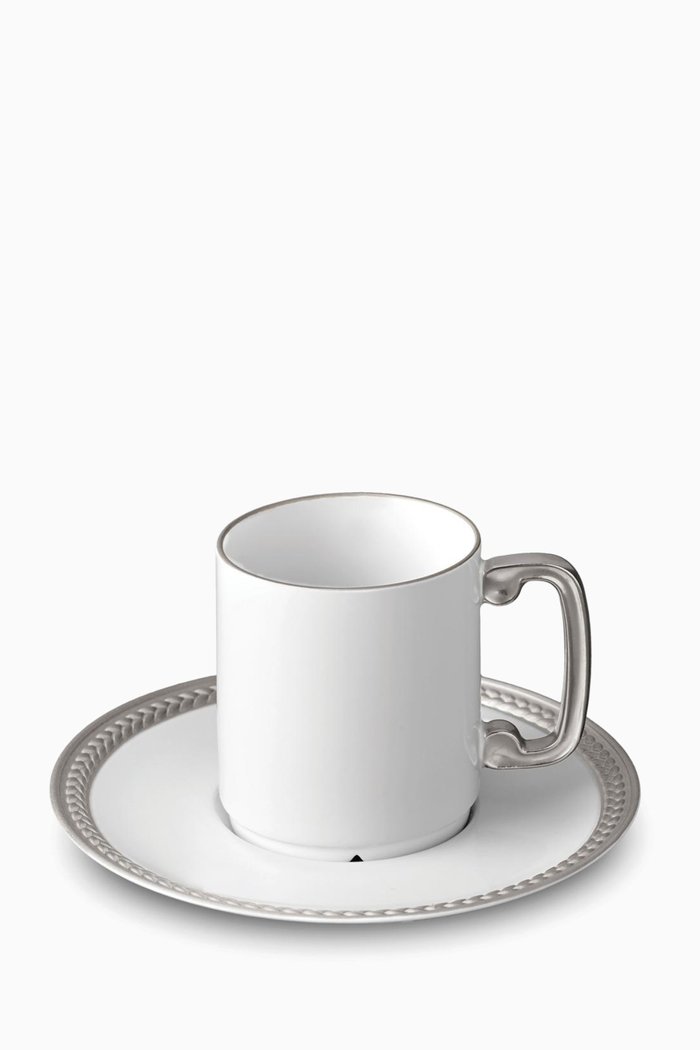 

Soie Tressée Espresso Cup & Saucer, Set of 6, White