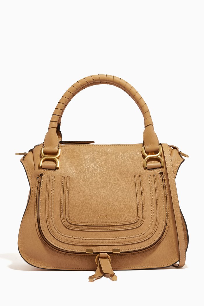 

Marcie Shoulder Bag in Grained Calfskin, Neutral