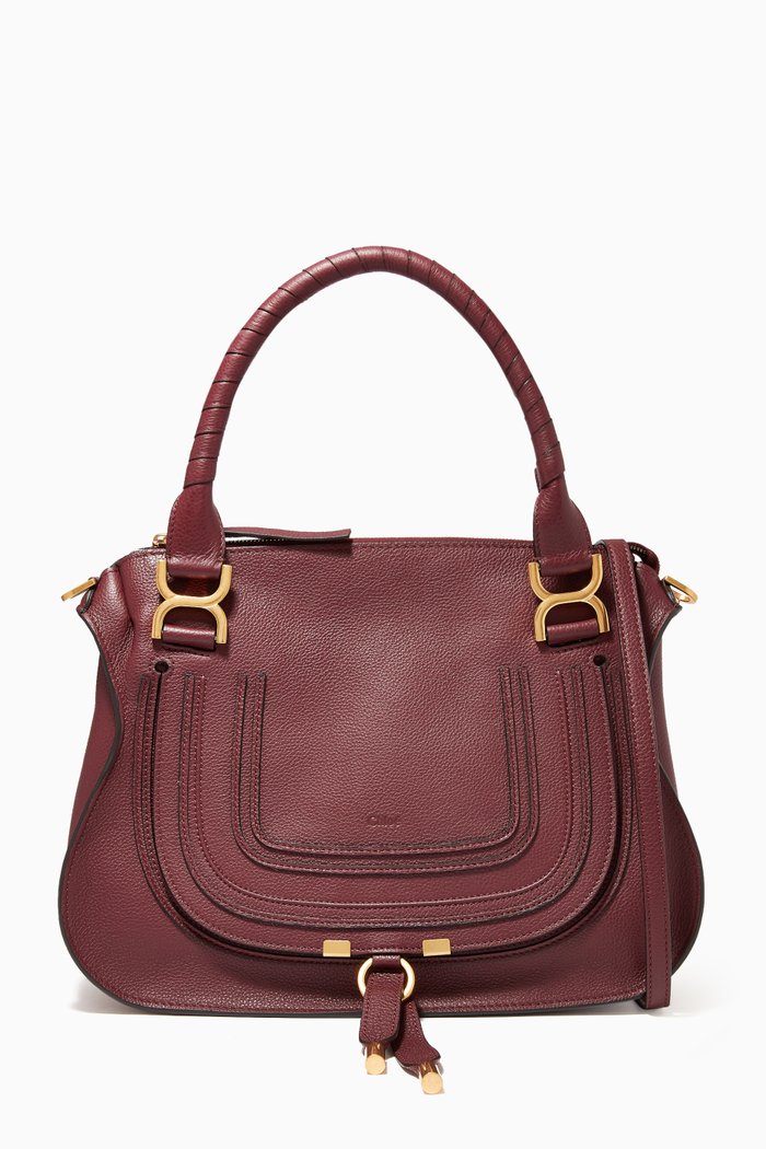 

Marcie Shoulder Bag in Grained Calfskin, Burgundy