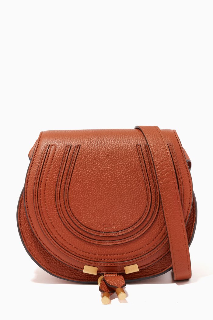 

Mini Marcie Saddle Bag in Grained Calfskin, Brown