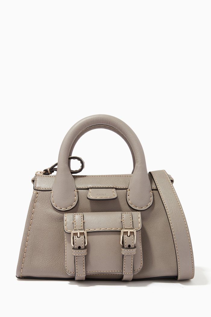 Mini Edith Bag in Buffalo Leather, Grey