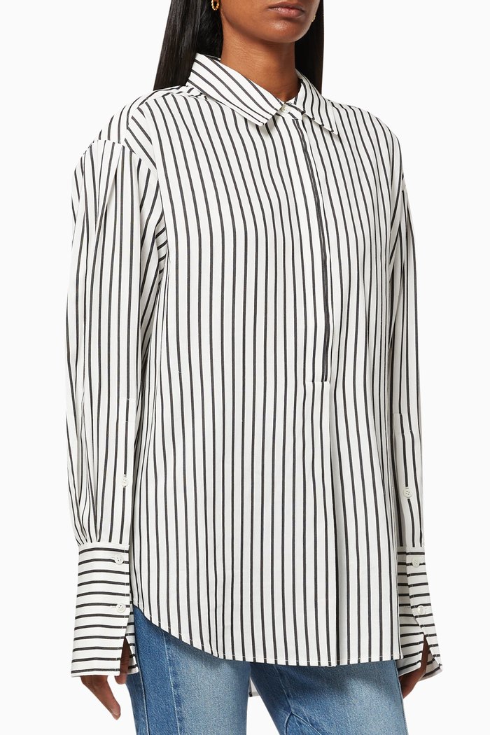 Whitney Popover Shirt in Cotton-Linen, Black