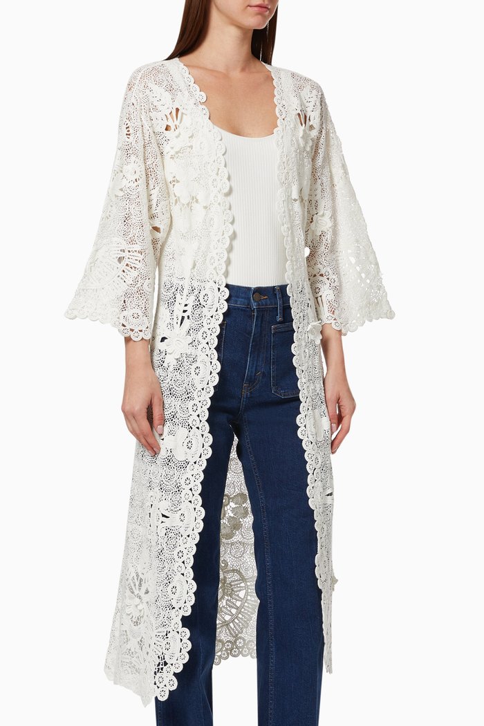 

Cotton Lace Duster, White