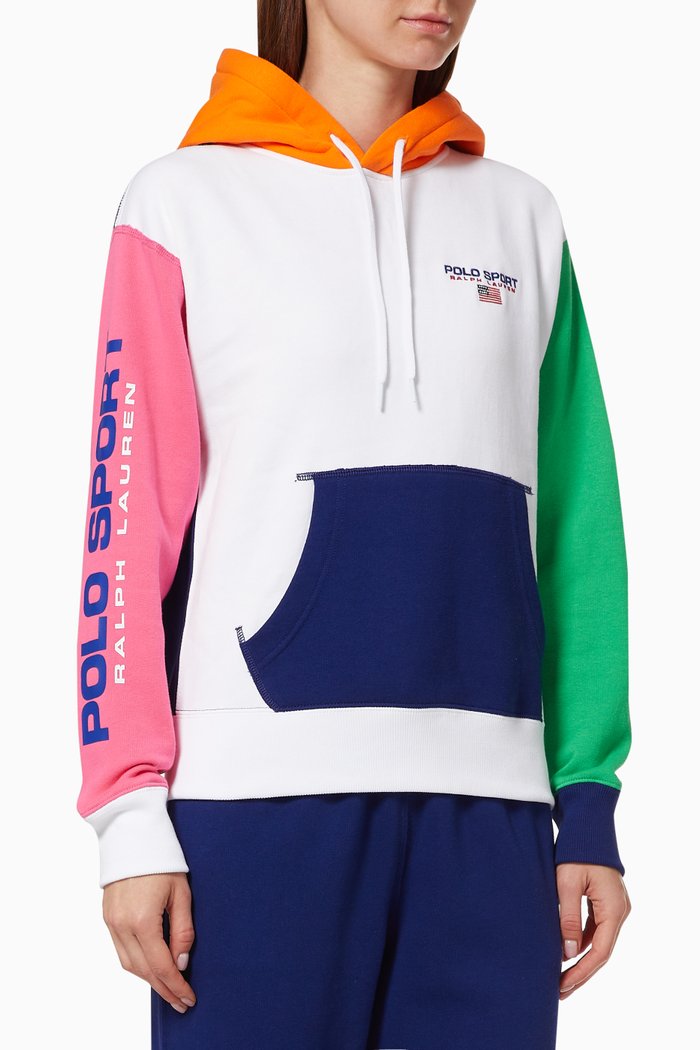 

Polo Sport Hoodie in Colorblock Fleece Jersey, Multicolour