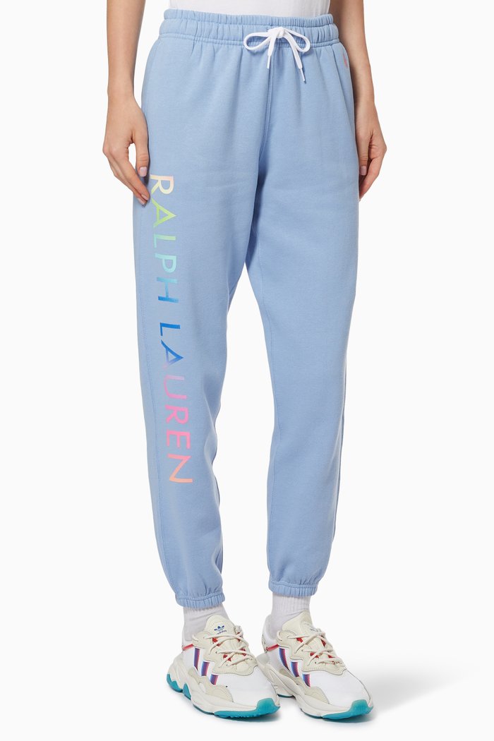 

Sweatpants with Ombré Logo in Fleece Jersey, Blue