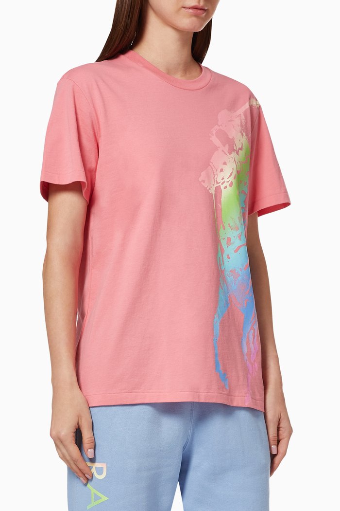 

Big Fit Tee with Ombré Pony in Cotton, Pink