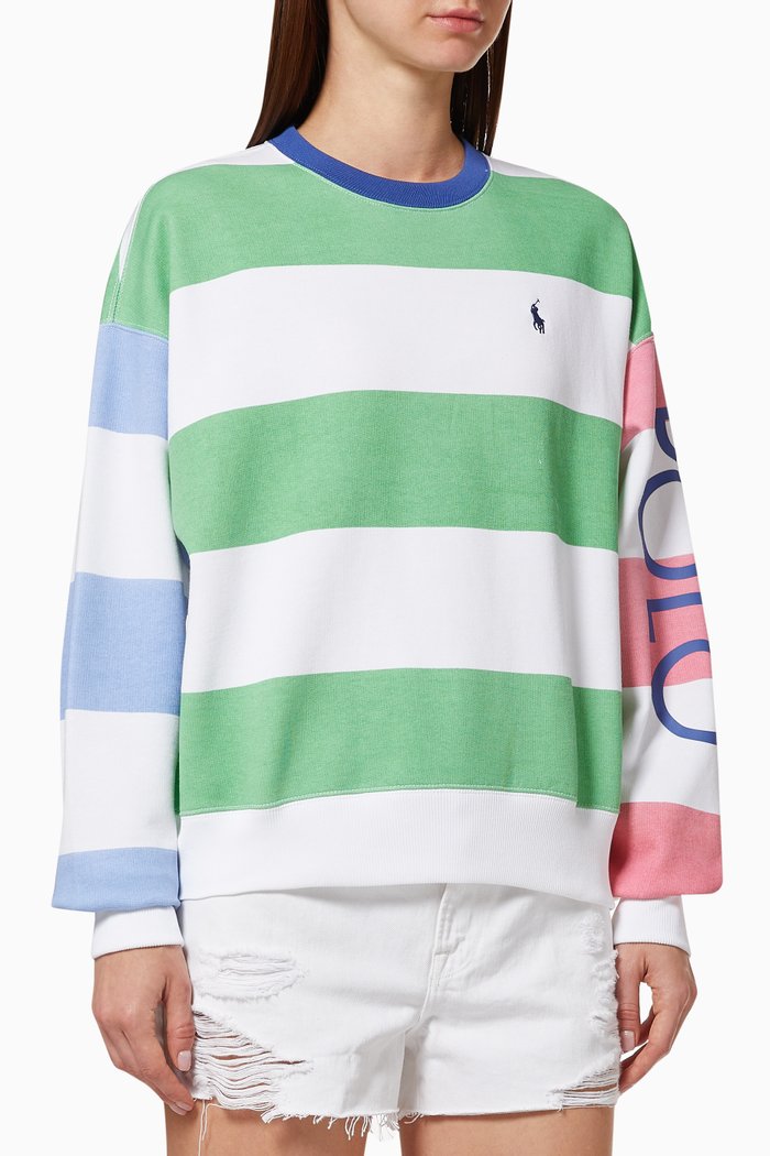 

Sweatshirt in Striped Fleece Jersey, Multicolour