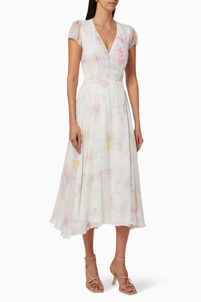 

Floral Crinkle Wrap Dress, Pink