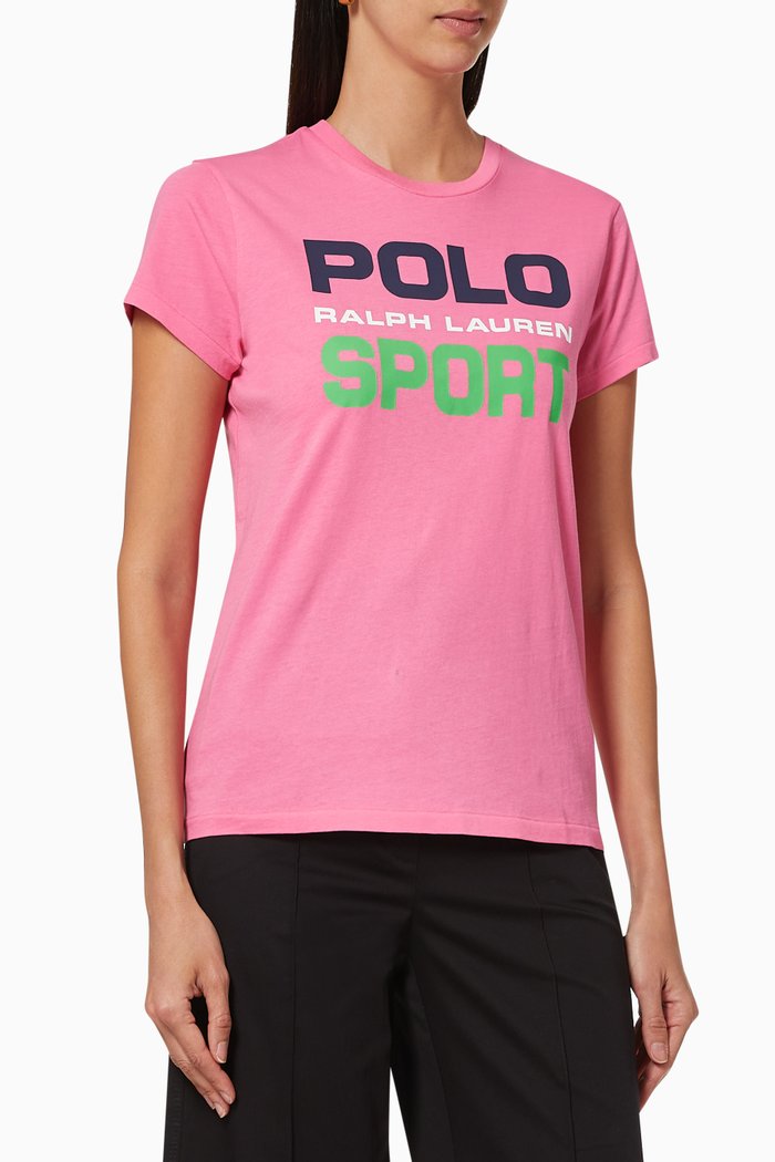 

Polo Sport Logo T-shirt in Cotton, Pink