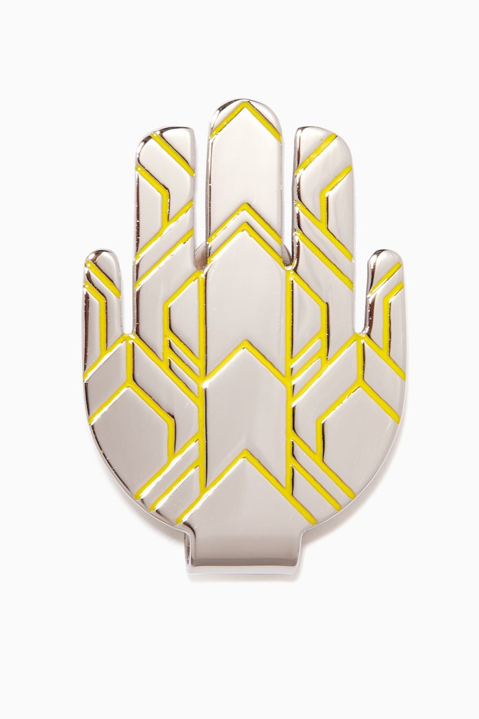 Hamsa Money Clip in 18kt Platinum Plating, Silver