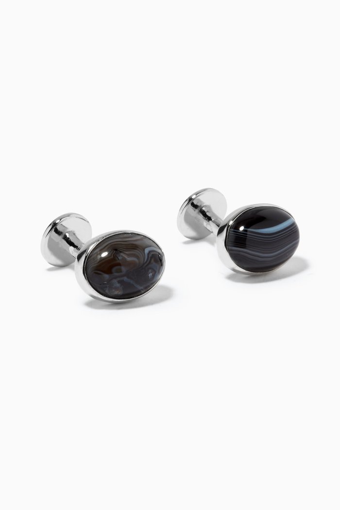 

Noir Cufflinks in Sterling Silver, Black