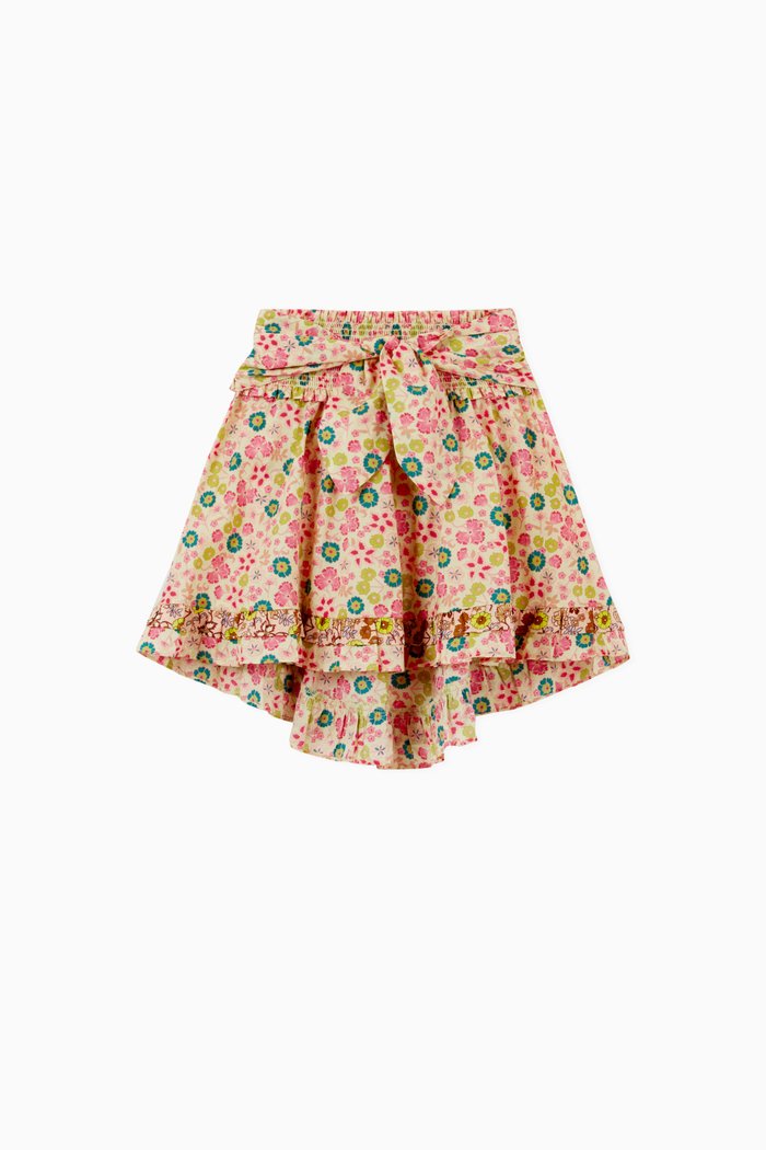 

Ruffled Smocked Waist Midi Skirt, Multicolour