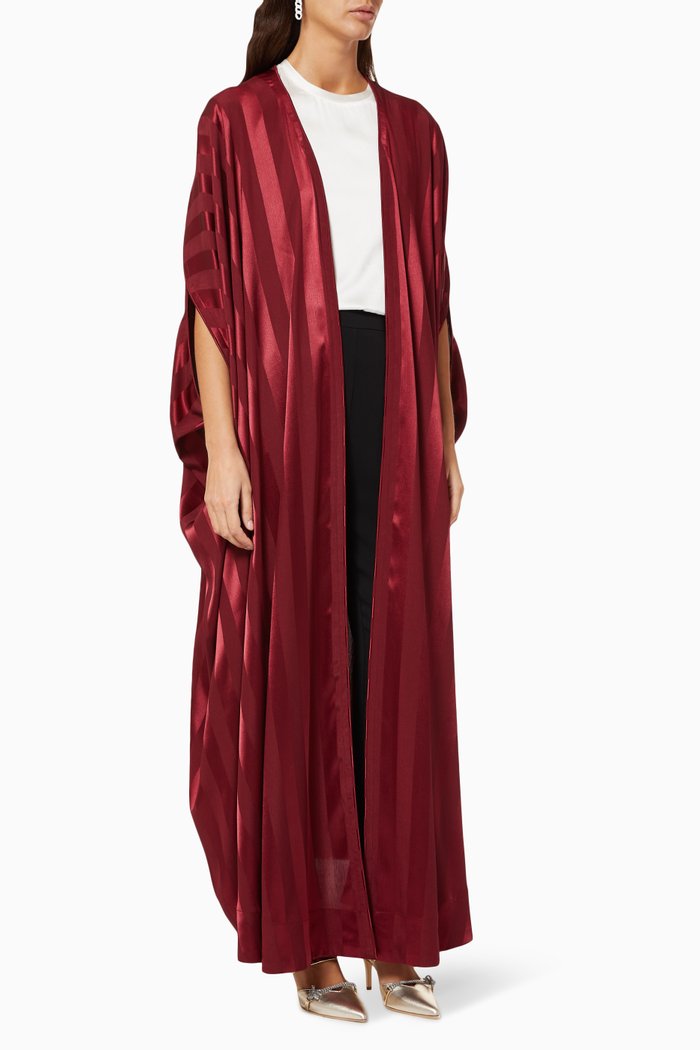 

Stripe Satin Abaya, Red