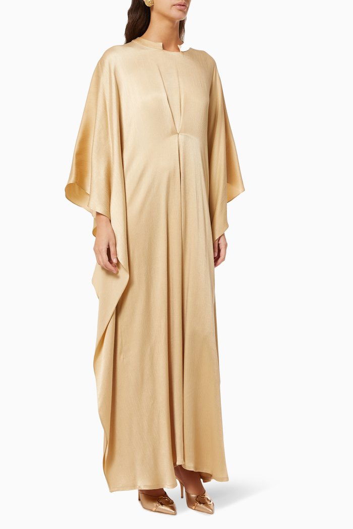 

Draped Kaftan in Satin, Gold