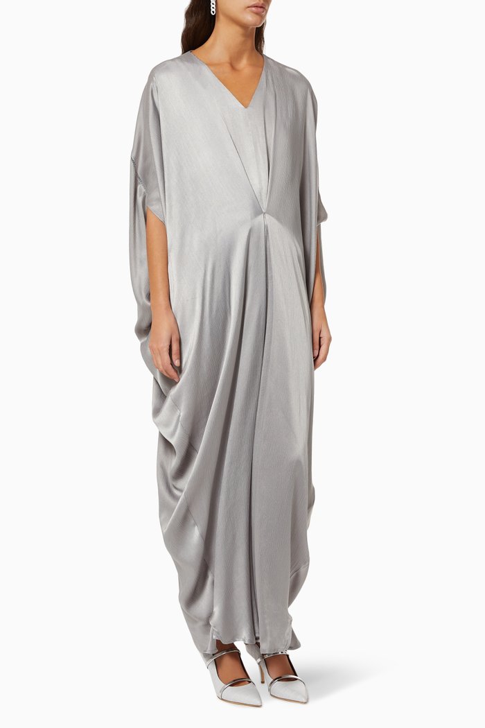 

Draped Kaftan in Satin, Grey