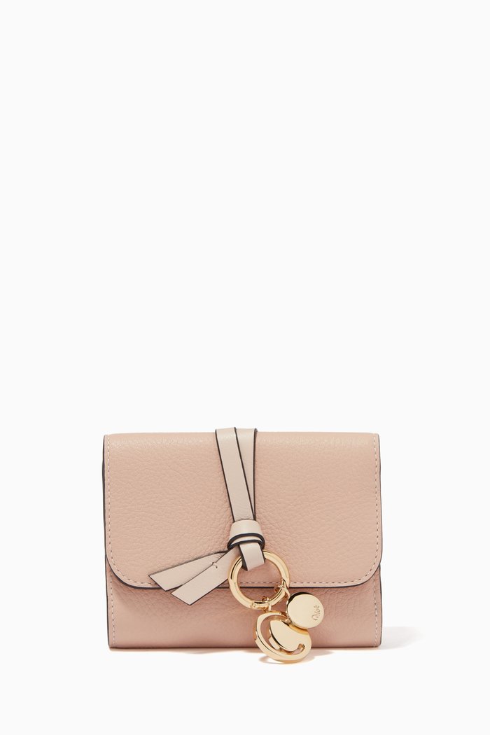 

Alphabet Trifold Wallet in Calf Leather, Neutral