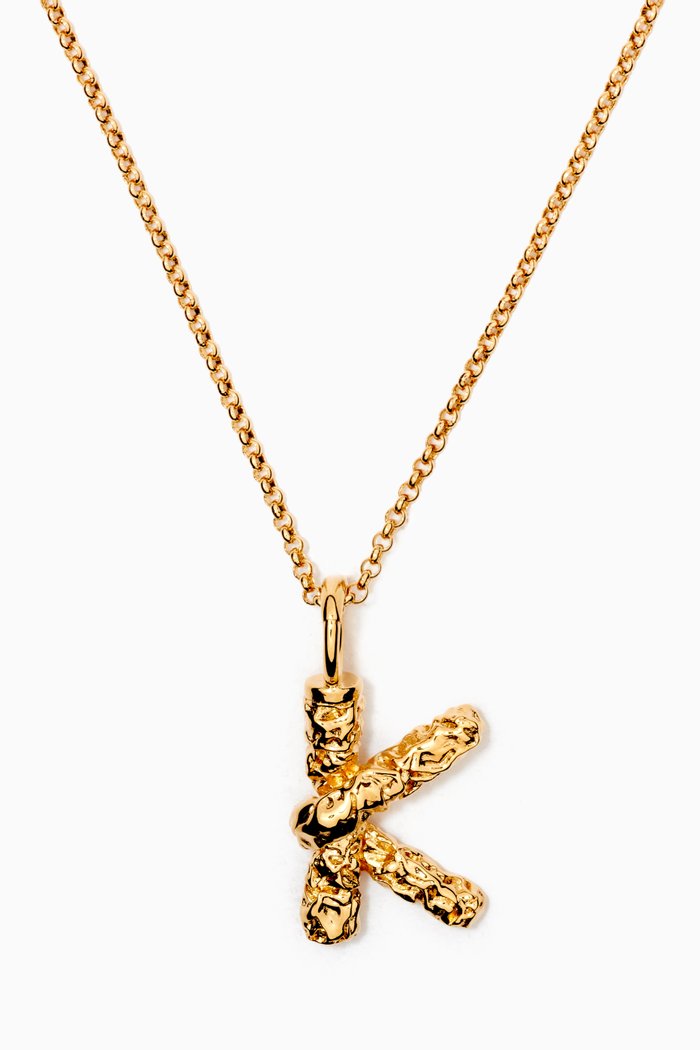 

Alphabet Pendant Necklace in Brass, Gold