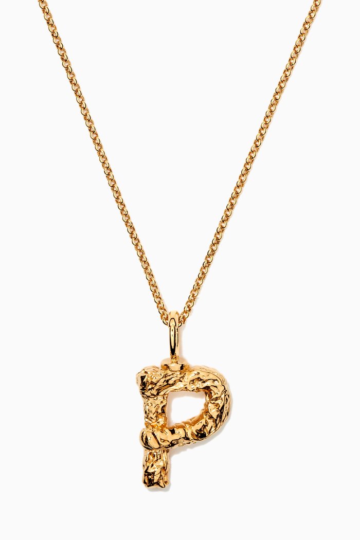

Alphabet Pendant Necklace in Brass, Gold