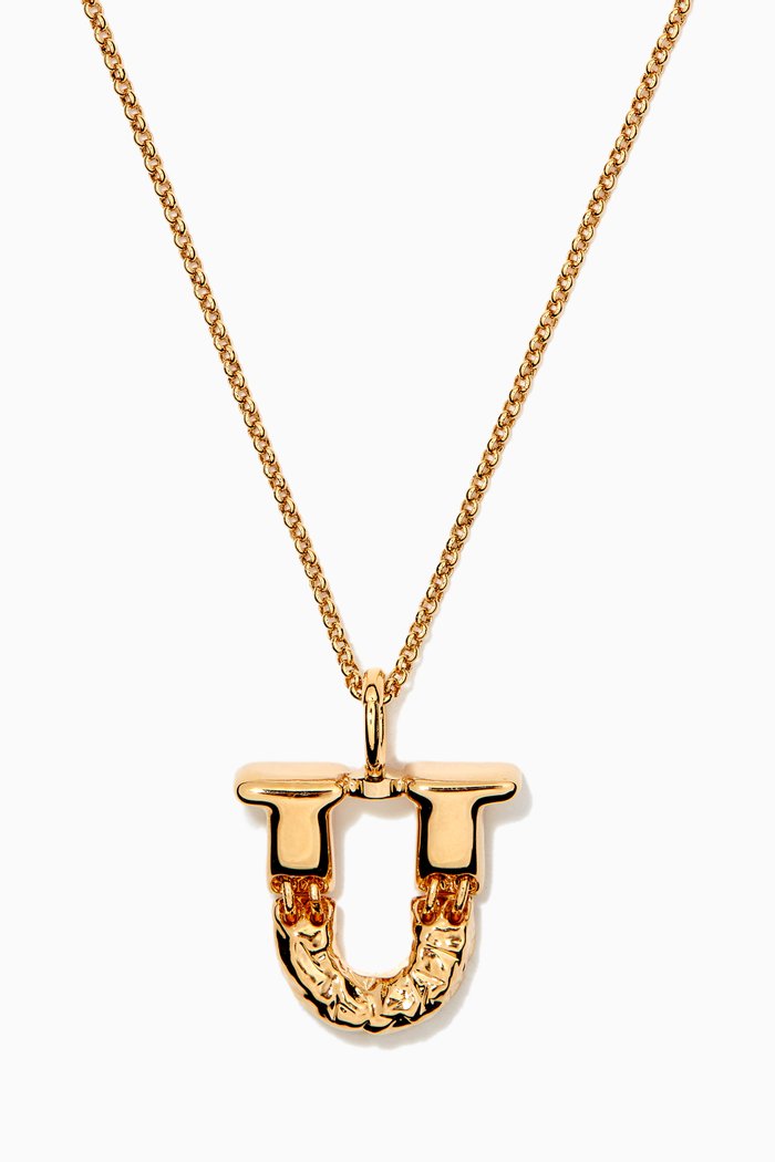Alphabet Pendant Necklace in Brass, Gold