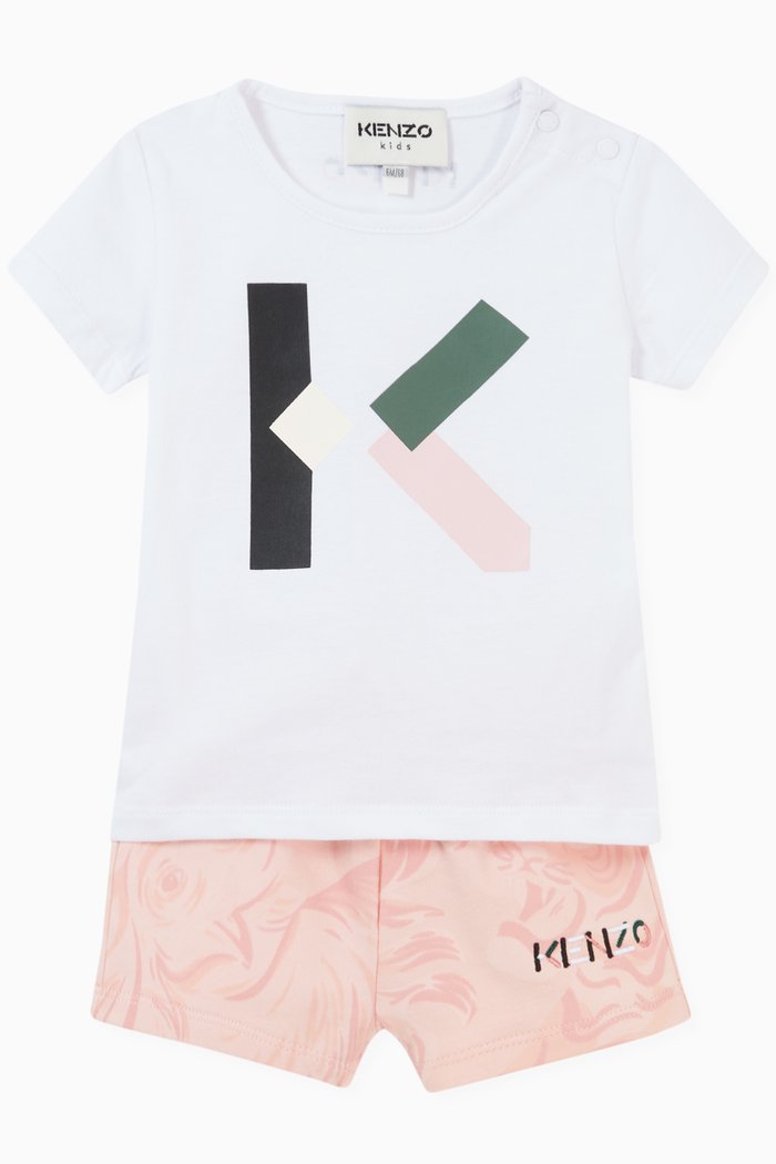 Kenzo T-shirt & Shorts Set in Cotton Jersey, White