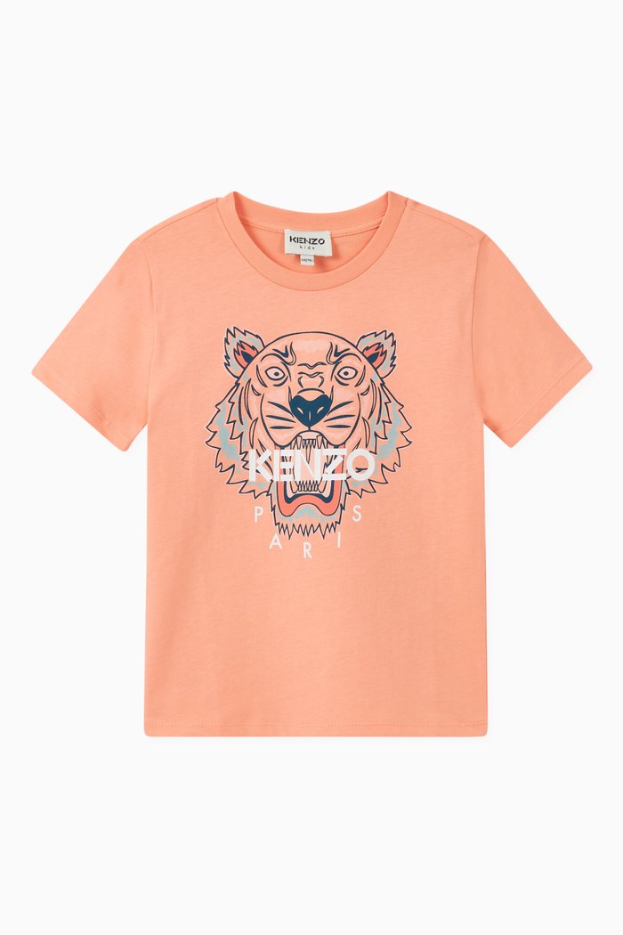 

Kenzo Tiger Graphic T-shirt in Cotton Jersey, Orange
