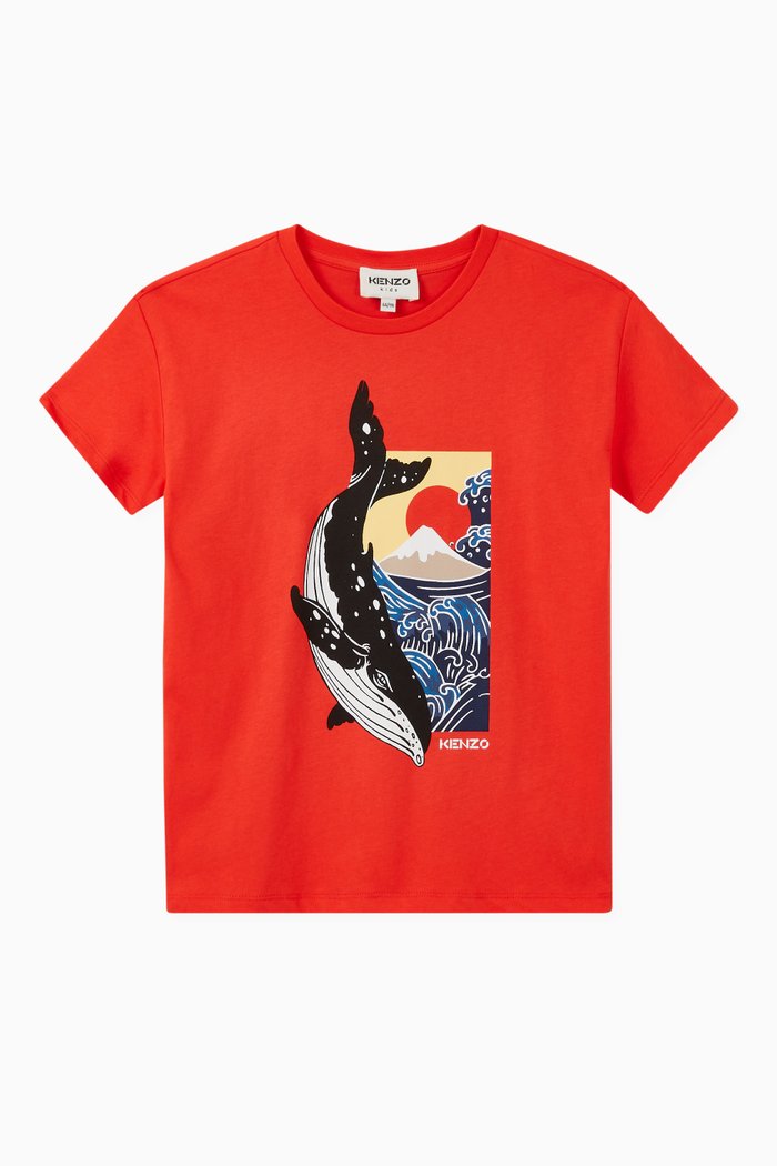 

Kenzo Whale T-shirt in Cotton Jersey, Red