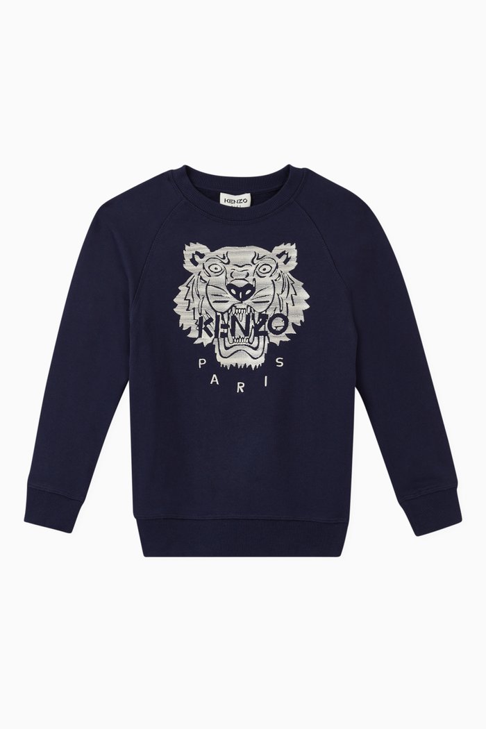 Kenzo Tiger Sweatshirt in Cotton Jersey, Blue