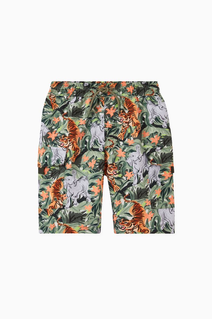 

Tropical Animals Swim Trunks, Green