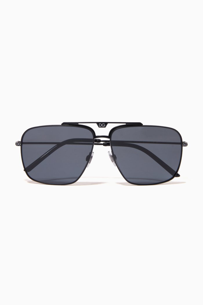

Slim Square Sunglasses, Black