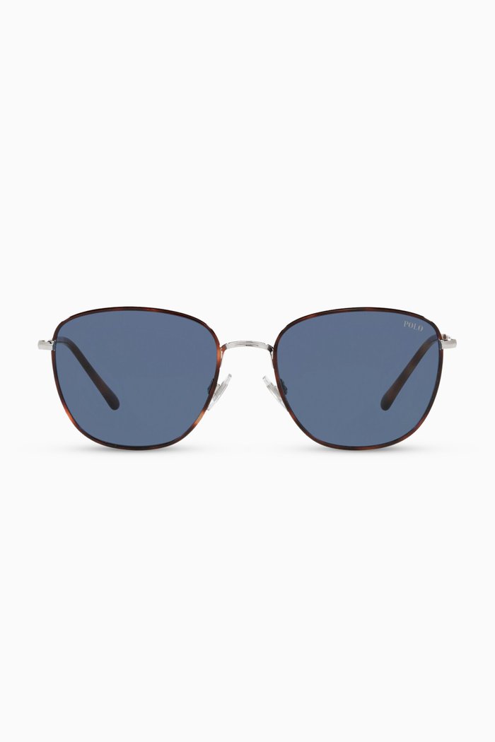 D Frame Sunglasses in Metal, Brown