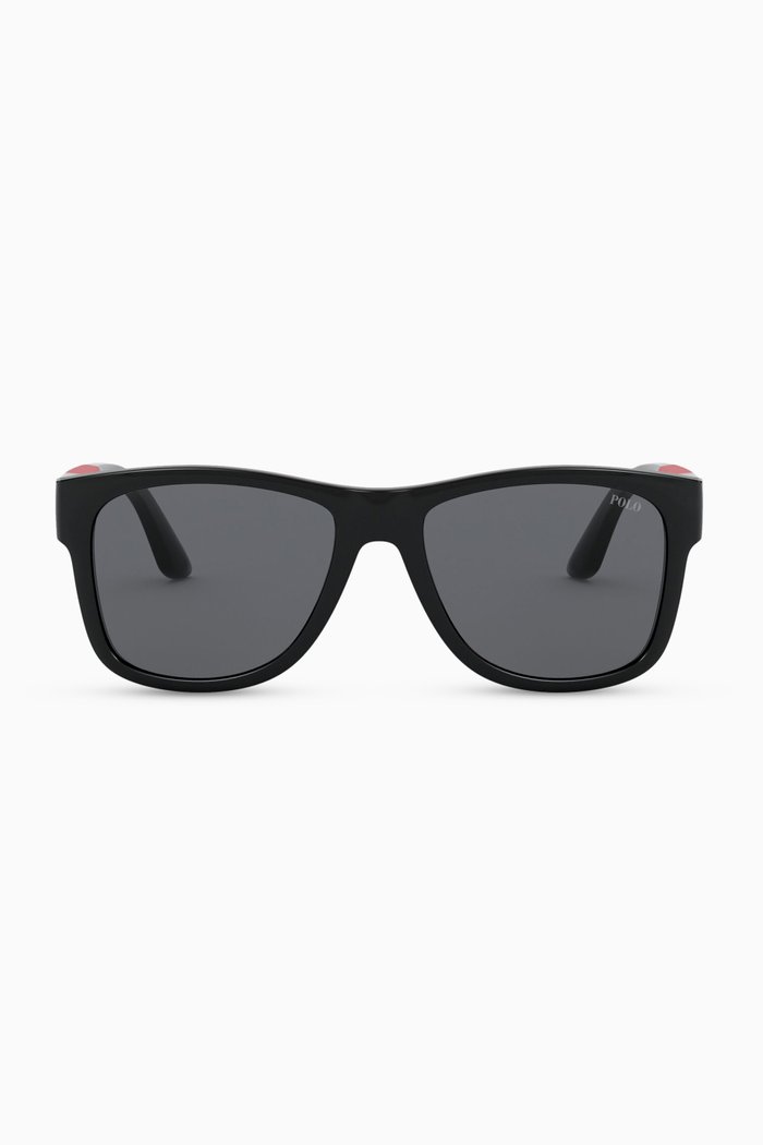 

D Frame Sunglasses in Acetate, Black