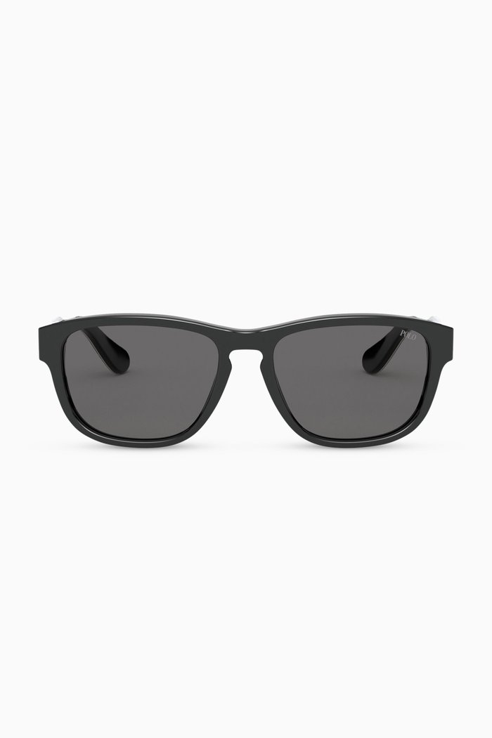 

D Frame Sunglasses in Acetate, Black