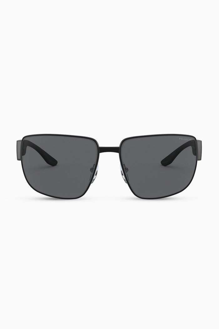 

Rectangular Sunglasses in Metal, Black