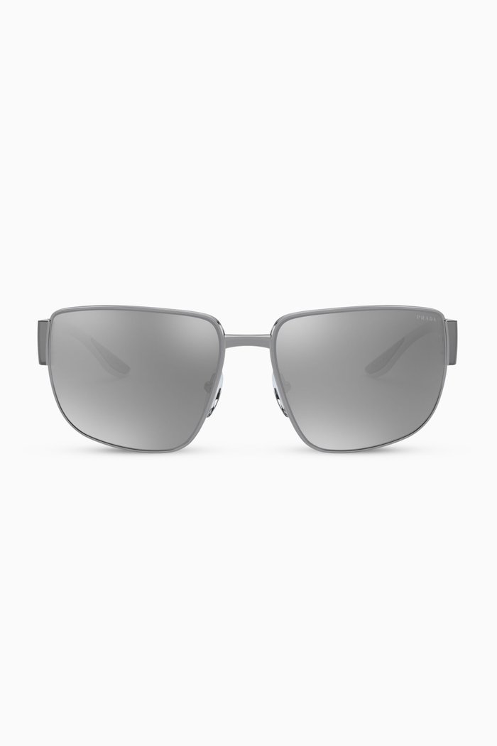 

Rectangular Sunglasses in Metal, Grey