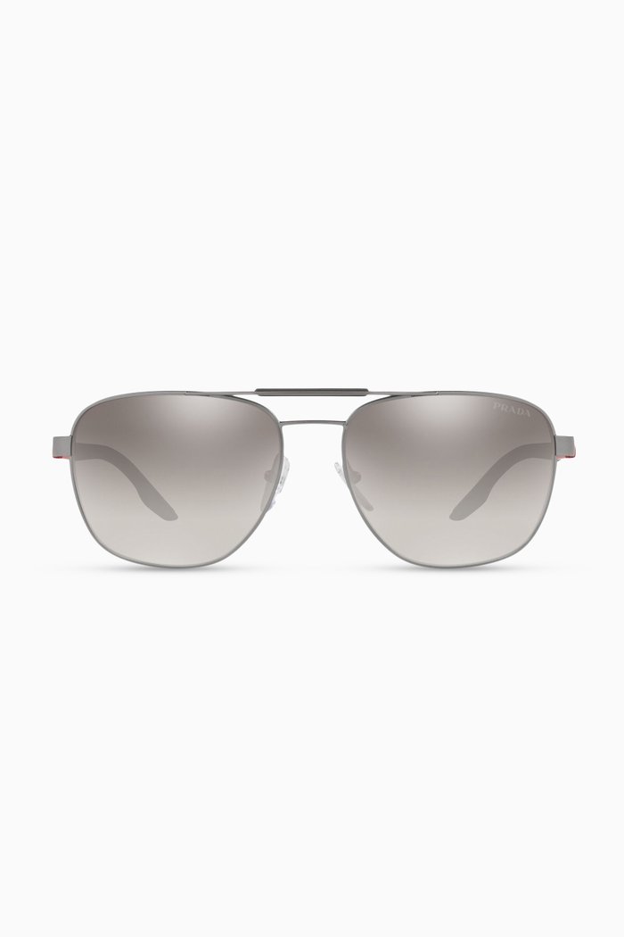 

Aviator Mirror Sunglasses in Metal, Silver