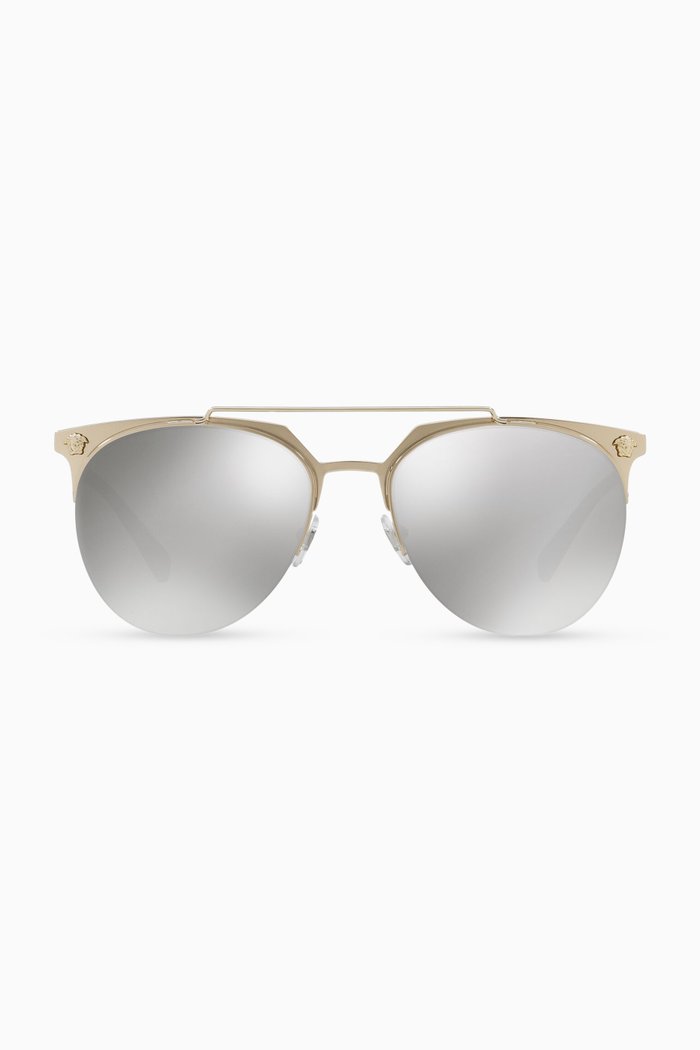 

Pilot Sunglasses with Medusa, Gold