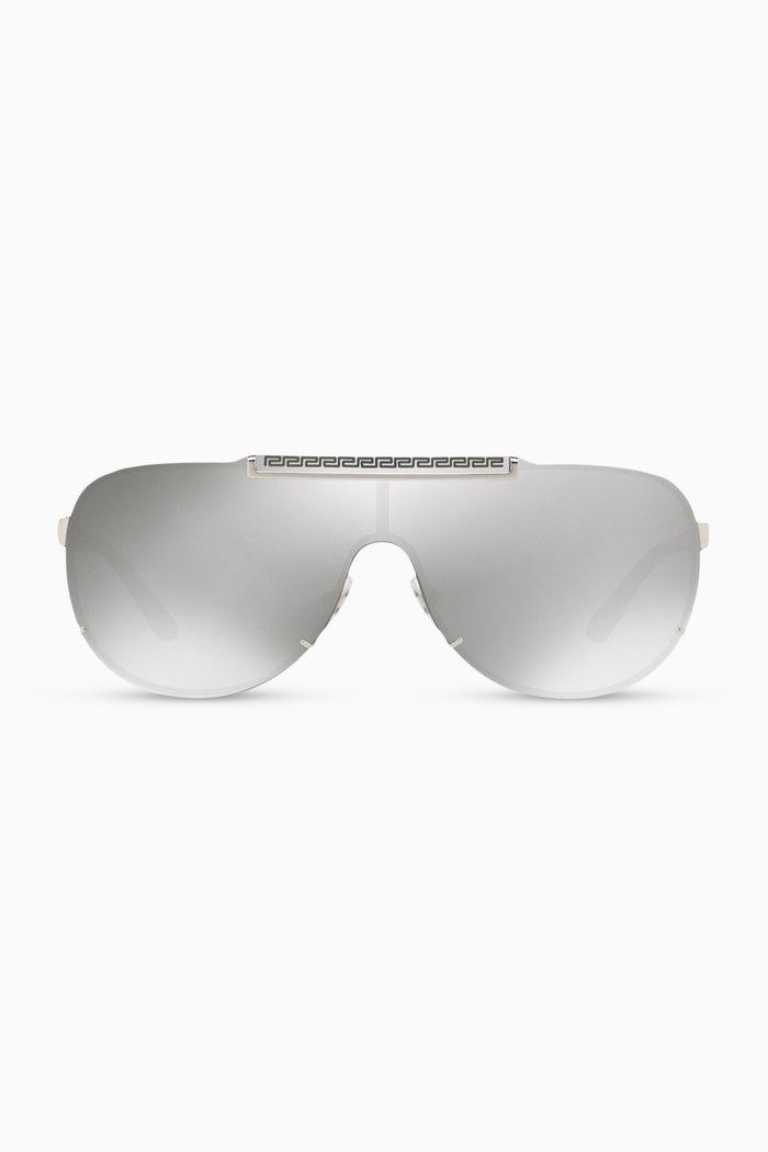 

Pilot Sunglasses with Greca Bar, Silver